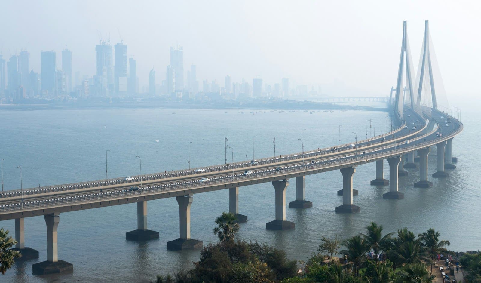 The Bandra–Worli Sea Link and the Mumbai skyline