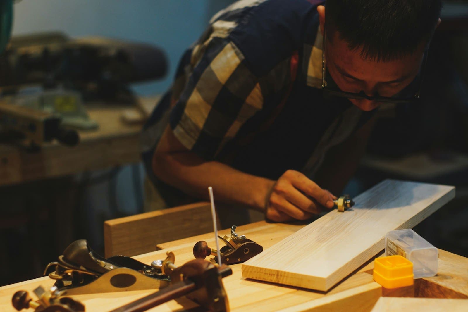 A carpenter at work in his workshop